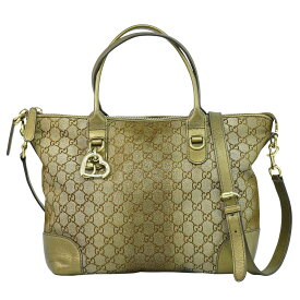本物 グッチ GUCCI ハートビット GGキャンバス 2WAY ショルダーバッグ ハンドバッグ ポシェット ブラウン ブロンズゴールド 269957 バッグ 中古・