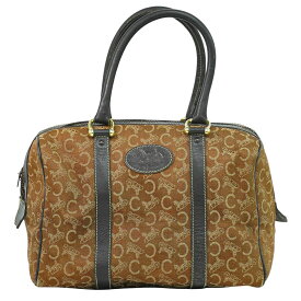 本物 セリーヌ CELINE Cサルキー ミニ ボストンバッグ ハンドバッグ キャンバス ブラウン Sulky バッグ 中古・