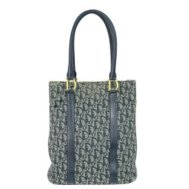 本物 クリスチャン ディオール Christian Dior トロッター ショルダーバッグ トートバッグ キャンバス ネイビー Trotter バッグ 中古・