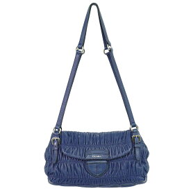 本物 プラダ PRADA ナッパレザー ショルダーバッグ ネイビー BR4716 バッグ 中古・