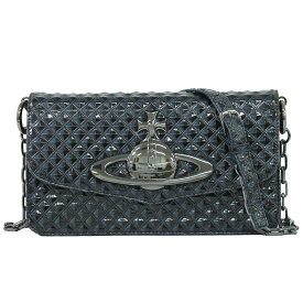 本物 ヴィヴィアン ウエストウッド Vivienne Westwood プリズムオーブ ショルダーバッグ ポシェット パテント レザー ネイビー バッグ 中古・