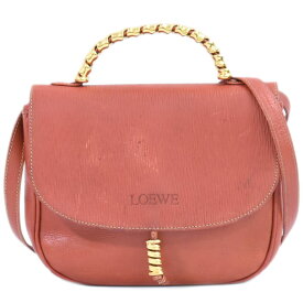 本物 ロエベ LOEWE ツイスト 2WAY ショルダーバッグ ハンドバッグ ポシェット レザー レッド系 バッグ 中古