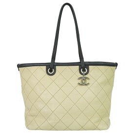 本物 シャネル CHANEL オンザロード ワイルドステッチ ショルダーバッグ トートバッグ キャビアスキン レザー ベージュ Wild Stitch バッグ 中古・