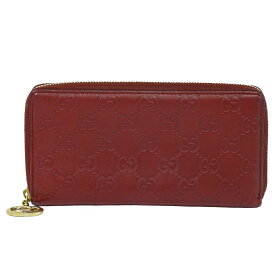 本物 グッチ GUCCI インターロッキングG グッチシマ レザー ラウンドファスナー 長財布 ロングウォレット レッド 212110 財布 ウォレット 中古・