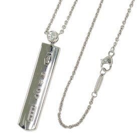 本物 ティファニー TIFFANY & Co. 1837 バー ダイヤモンド 1P 750 WG ネックレス ペンダント ホワイトゴールド アクセサリー ジュエリー 中古