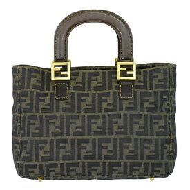 本物 フェンディ FENDI ズッカ ハンドバッグ キャンバス ブラウン Zucca バッグ 中古・