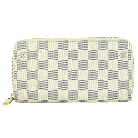 本物 ルイヴィトン LOUIS VUITTON LV 旧型 ジッピーウォレット ダミエ アズール 長財布 ホワイト グレー N60019 ビトン 財布 ウォレット 中古・