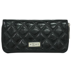 本物 CHANEL パリ ニューヨークライン マトラッセ ラウンドファスナー 長財布 ロングウォレット ラムスキン レザー ブラック 財布 ウォレット 中古・