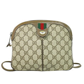 本物 グッチ GUCCI シェリーライン GGスプリーム ショルダーバッグ ポシェット ベージュ Shelly Line バッグ 中古・