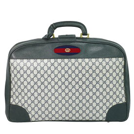 本物 グッチ GUCCI オールドグッチ シェリーライン スーツケース ハンドバッグ ネイビー Shelly Line バッグ 中古・