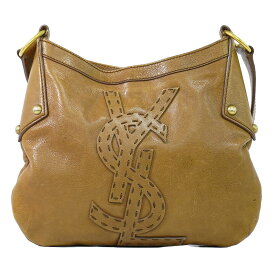本物 イヴ サンローラン YVES SAINT LAURENT YSL リヴゴーシュ ステッチロゴ ショルダーバッグ レザー ブラウン バッグ 中古・