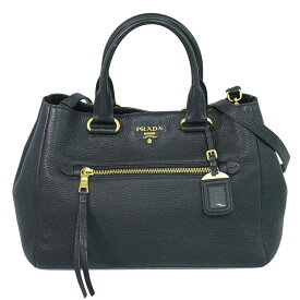 本物 プラダ PRADA レザー 2WAY ショルダーバッグ ハンドバッグ ポシェット ブラック BN2793 バッグ 中古・