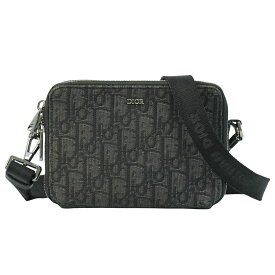 本物 ディオール DIOR オブリーク ストラップ付き ポーチ ショルダーバッグ ポシェット キャンバス ブラック バッグ 中古・