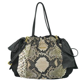 本物 プラダ PRADA パイソン柄 2WAY ショルダーバッグ ハンドバッグ ポシェット ナイロン ブラック マルチカラー バッグ 中古・