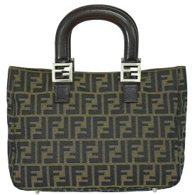 本物 フェンディ FENDI ズッカ トートバッグ ハンドバッグ キャンバス ブラウン 26329 Zucca バッグ 中古・