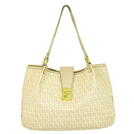 本物 フェンディ FENDI ズッキーノ ショルダーバッグ トートバッグ PVC ベージュ 8BR661 Zucchino バッグ 中古・