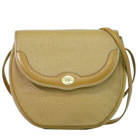 本物 クリスチャン ディオール Christian Dior レザー ショルダーバッグ ポシェット ベージュ バッグ 中古・