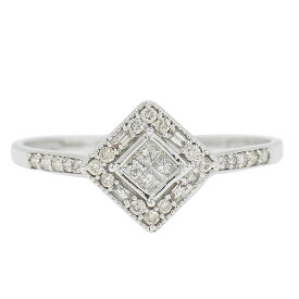 本物 ダイヤモンド 0.30ct K18 WG リング 指輪 21号 ホワイトゴールド アクセサリー ジュエリー 中古