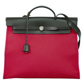 本物 エルメス HERMES エールバッグ ジップ MM トワルオフィシエ 2WAY ショルダーバッグ ハンドバッグ A刻 2017年 ピンク ブラック バッグ 中古・