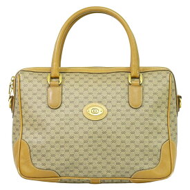 本物 グッチ GUCCI マイクロGG ハンドバッグ PVC ブラウン バッグ 中古・