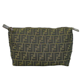 本物 フェンディ FENDI ズッカ ポーチ 小物入れ キャンバス ブラウン Zucca 雑貨 小物 中古・