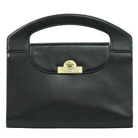 本物 クリスチャン ディオール Christian Dior レザー ハンドバッグ ブラック バッグ 中古・