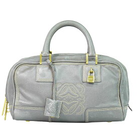 本物 ロエベ LOEWE アマソナ 28 アナグラム ハンドバッグ ミニ ボストンバッグ レザー グレー Amazona バッグ 中古・
