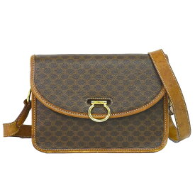 本物 セリーヌ CELINE マカダム ショルダーバッグ ポシェット PVC ブラウン Macadam バッグ 中古・