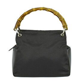 本物 グッチ GUCCI バンブー ハンドバッグ ナイロン ブラウン Bamboo バッグ 中古・