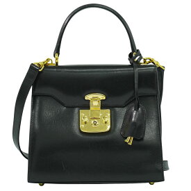 本物 グッチ GUCCI レディロック 2WAY ショルダーバッグ ハンドバッグ ポシェット レザー ブラック Lady Lock バッグ 中古・