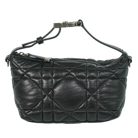 本物 クリスチャン ディオール Christian Dior ディオール トラベル ノマドポーチ カナージュ ハンドバッグ レザー ブラック バッグ 中古・