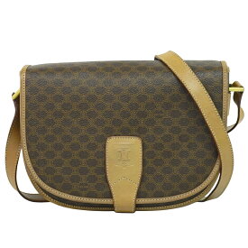 本物 セリーヌ CELINE マカダム ショルダーバッグ ポシェット PVC ブラウン Macadam バッグ 中古・