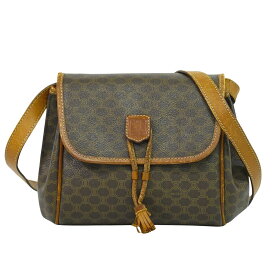 本物 セリーヌ CELINE マカダム ショルダーバッグ ポシェット PVC ブラウン Macadam バッグ 中古・