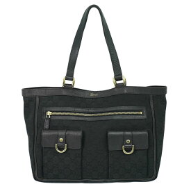 本物 グッチ GUCCI アビー GGキャンバス トートバッグ ハンドバッグ ブラック 146247 Abbey バッグ 中古・