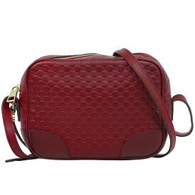 本物 グッチ GUCCI マイクログッチシマ レザー ショルダーバッグ ポシェット レッド 449413 バッグ 中古・