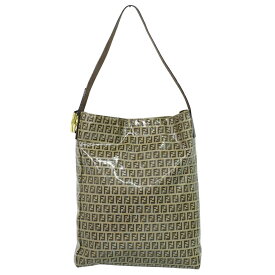 本物 フェンディ FENDI ズッキーノ ショルダーバッグ ビニール ベージュ Zucchino バッグ 中古・