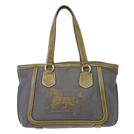 本物 セリーヌ CELINE 馬車ロゴ トートバッグ ハンドバッグ キャンバス ブラウン バッグ 中古・