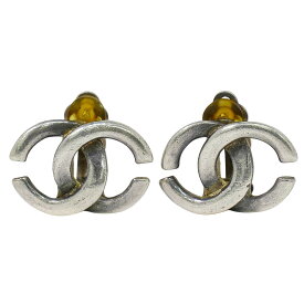本物 シャネル CHANEL ココマーク メタル イヤリング シルバー金具 Coco Mark アクセサリー ジュエリー 中古・