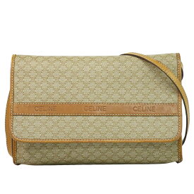 本物 セリーヌ CELINE マカダム 2WAY ショルダーバッグ クラッチバッグ ポシェット PVC ベージュ Macadam バッグ 中古・