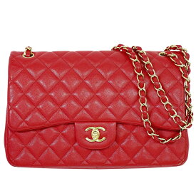 本物 シャネル CHANEL ココマーク マトラッセ ダブルフラップ チェーン ショルダーバッグ キャビアスキン レザー レッド Matelasse バッグ 中古・
