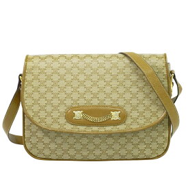 本物 セリーヌ CELINE マカダム ショルダーバッグ ポシェット PVC ベージュ Macadam バッグ 中古・