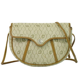 本物 クリスチャン ディオール Christian Dior ハニカム柄 ショルダーバッグ ポシェット PVC ベージュ バッグ 中古・