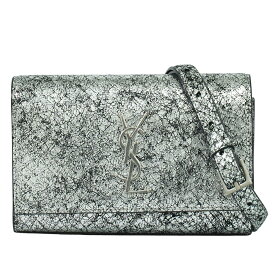 本物 サンローラン SAINT LAURENT カサンドラ ウエストポーチ ウエストバッグ ベルトバッグ レザー シルバー バッグ 中古・