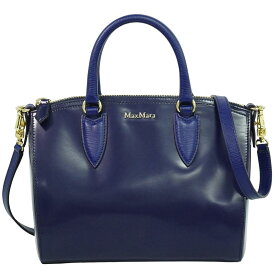 本物 マックスマーラ Max Mara レザー 2WAY ショルダーバッグ ハンドバッグ ネイビー バッグ 中古・
