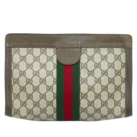 本物 グッチ GUCCI オールドグッチ シェリーライン GGスプリーム クラッチバッグ セカンドバッグ ベージュ ブラウン Sherry Line バッグ 中古・