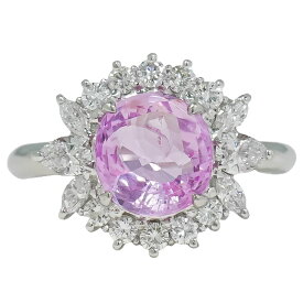 本物 ピンクサファイア 3.36ct ダイヤモンド 0.77ct Pt900 リング 指輪 11号 プラチナ ピンク アクセサリー ジュエリー 中古