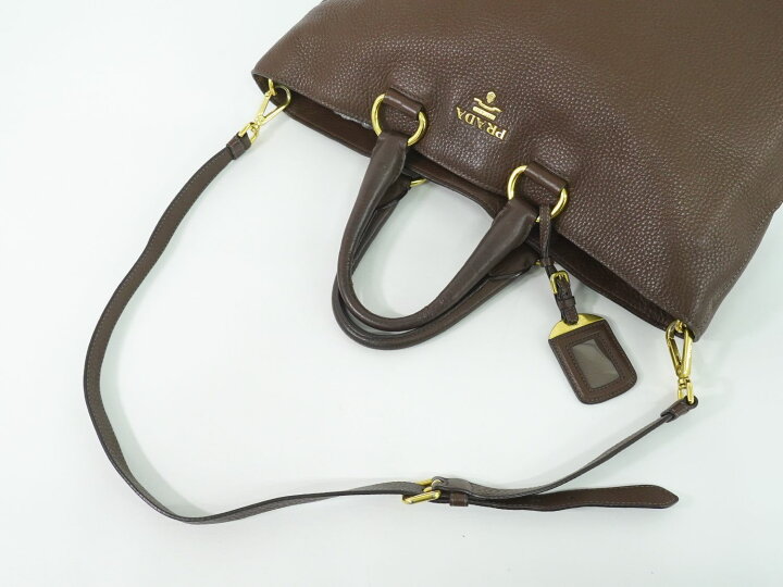 楽天市場】本物 プラダ PRADA レザー 2WAY ショルダーバッグ ブラウン 