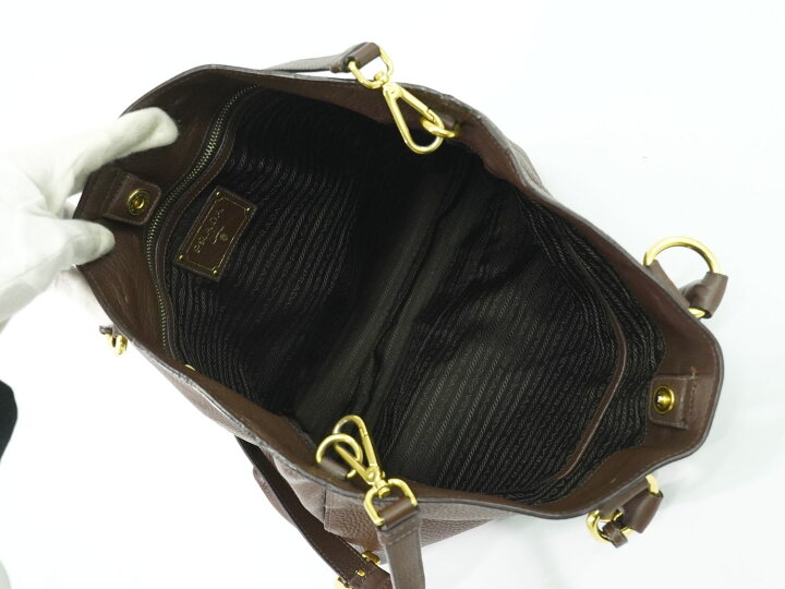 楽天市場】本物 プラダ PRADA レザー 2WAY ショルダーバッグ ブラウン 