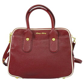 本物 ミュウミュウ MIU MIU レザー 2WAY ショルダーバッグ ハンドバッグ ポシェット レッド バッグ 中古・