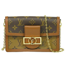 本物 ルイヴィトン LOUIS VUITTON LV ポルトフォイユ ドーフィーヌ モノグラム リバース チェーン ショルダーウォレット ブラウン M68746 財布 ウォレット 中古・